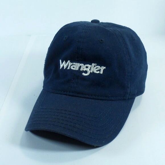 Wrangler Logo Embroidered Strapback Cap Hat Est 1947 Dad Blue - Picture 1 of 8